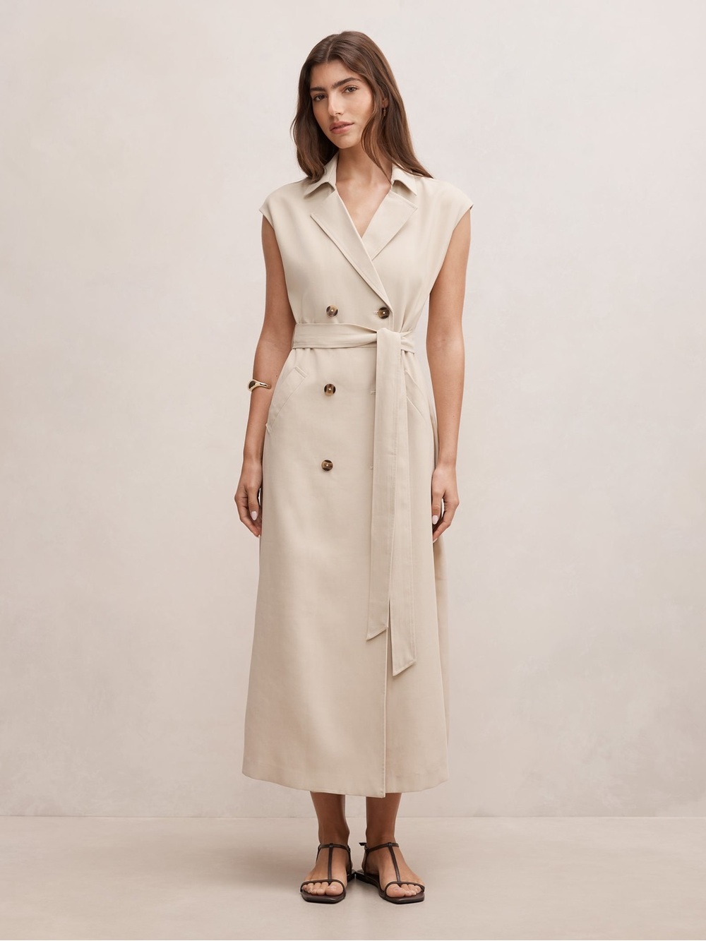 Elsa Sleeveless Trench Midi Dress